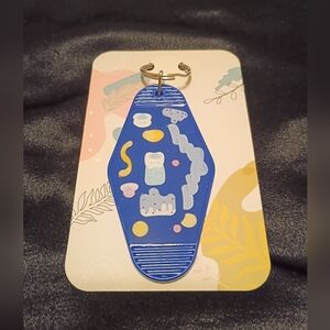 Kawaii Blue Motel Keychain Handmade UV Resin Cute Aesthetic Bag Tag Accessories